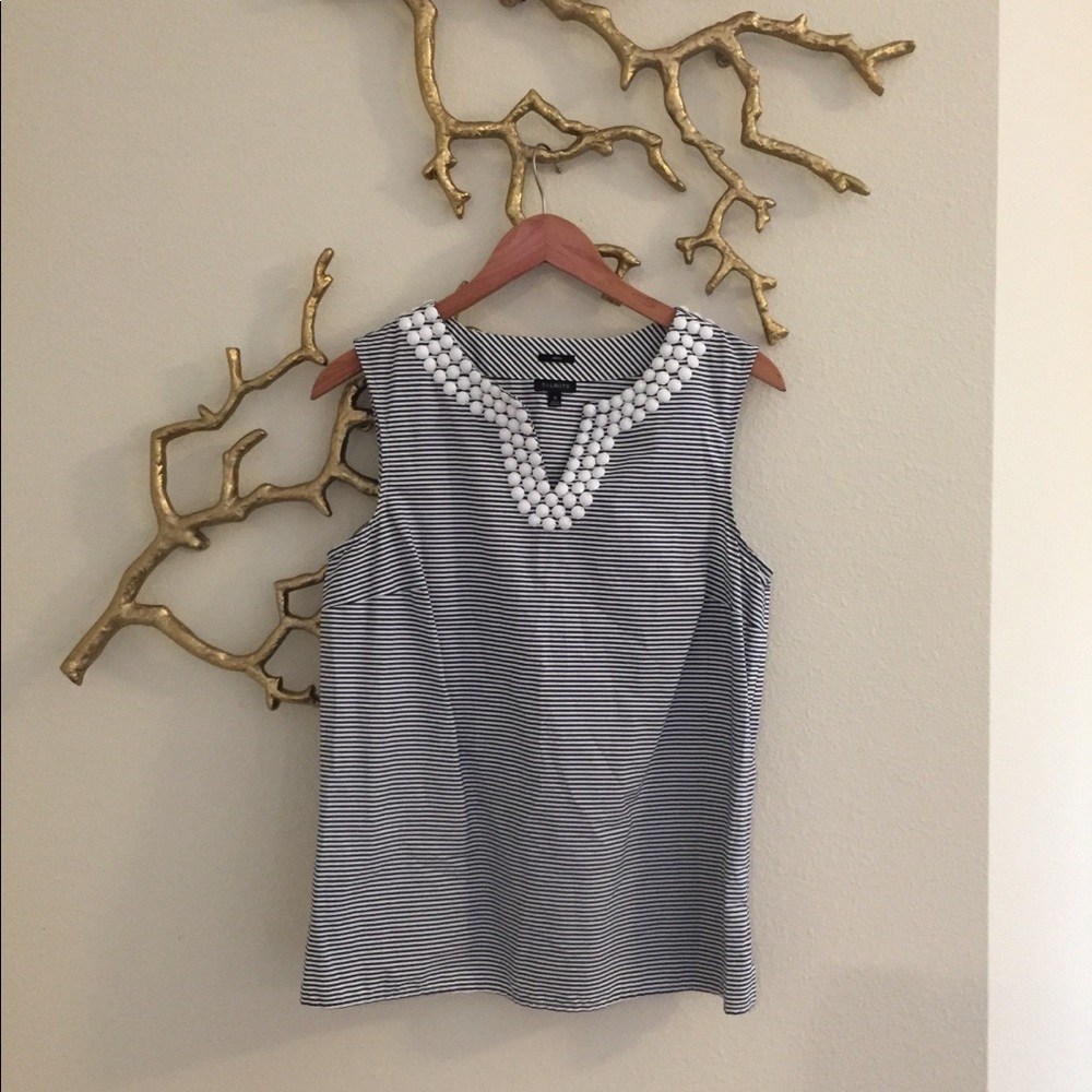 TALBOTS EMBELLISHED COLAR TOP